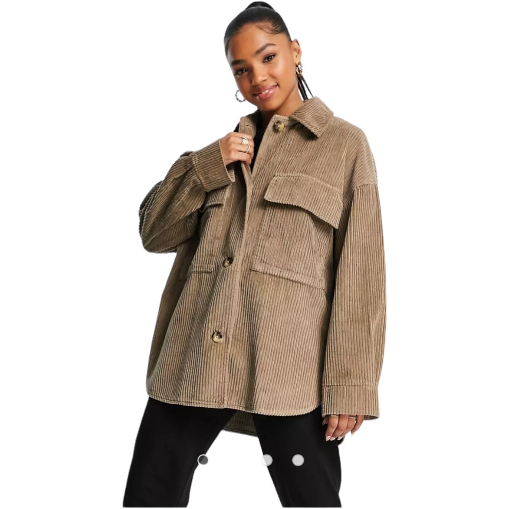 Ci Sono Womens Small Oversized‎ Camel Shacket Jacket Collared Corduroy Look